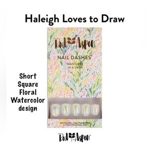 Red Aspen Nail Dashes, Haleigh Loves To Draw. Short Square Floral Design, NIB